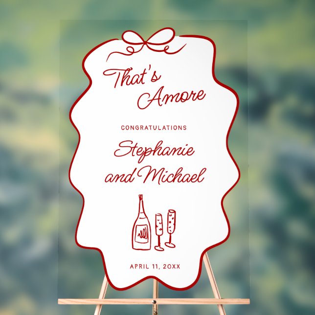 That's Amore Engagement Red Doodle Frame XL Acrylic Sign (Neutral)