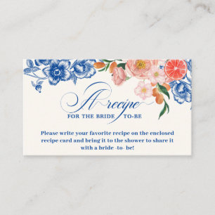 Thats Amore floral Bridal Shower Share A Recipe  Enclosure Card