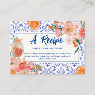 Thats Amore floral Bridal Shower Share A Recipe  Enclosure Card