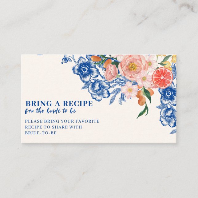 Thats Amore floral Bridal Shower Share A Recipe  Enclosure Card (Front)