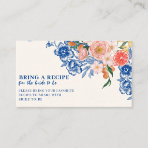 Thats Amore floral Bridal Shower Share A Recipe  Enclosure Card