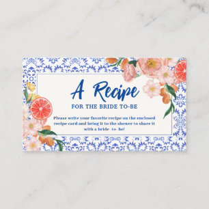 Thats Amore floral Bridal Shower Share A Recipe  Enclosure Card