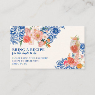Thats Amore floral Bridal Shower Share A Recipe  Enclosure Card
