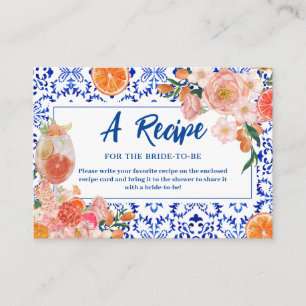 Thats Amore floral Bridal Shower Share A Recipe  Enclosure Card