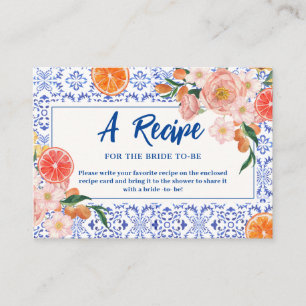 Thats Amore floral Bridal Shower Share A Recipe  Enclosure Card