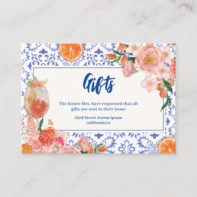 Thats Amore floral Spritz Bridal Shower Gifts Enclosure Card (Front)