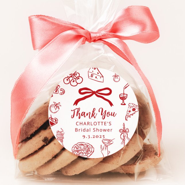 That's Amore Hand Drawn Italian Bridal Shower Classic Round Sticker (Creator Uploaded)