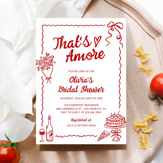 That's Amore Hand Drawn Italian Bridal Shower Invitation (Creator Uploaded)