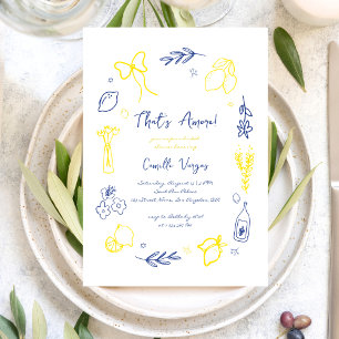 Thats Amore Hand Drawn Italian Lemon Bridal Shower Invitation