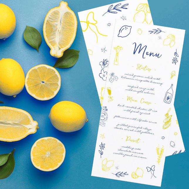 Thats Amore Hand Drawn Italian Lemon Bridal Shower Menu (Creator Uploaded)
