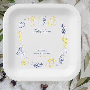 Thats Amore Hand Drawn Italian Lemon Bridal Shower Paper Plate