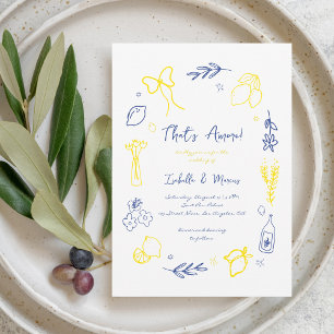 Thats Amore Hand Drawn Italian Lemon Wedding Invitation
