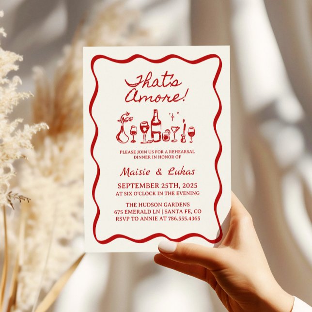 That's Amore Hand Drawn Italian Rehearsal Dinner Invitation (Creator Uploaded)