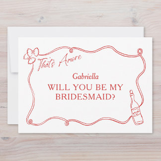 That's Amore Hand-Drawn Italy Bridesmaid Proposal Card