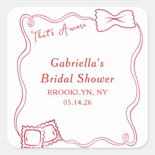 That's Amore Hand Drawn Pasta Italy Bridal Shower Square Sticker
