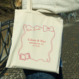 That's Amore Hand Drawn Pasta Red Italian Wedding Tote Bag