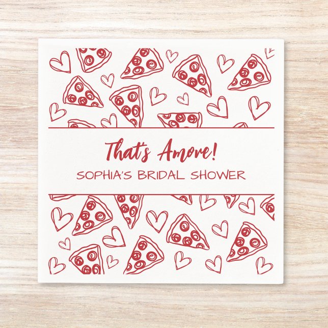 That's Amore Hand Drawn Pizza Party Bridal Shower Napkin (Creator Uploaded)