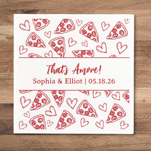 That's Amore Hand Drawn Pizza Party Chic Wedding Napkin