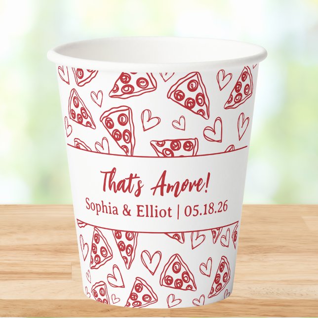That's Amore Hand Drawn Pizza Party Chic Wedding Paper Cups (Creator Uploaded)