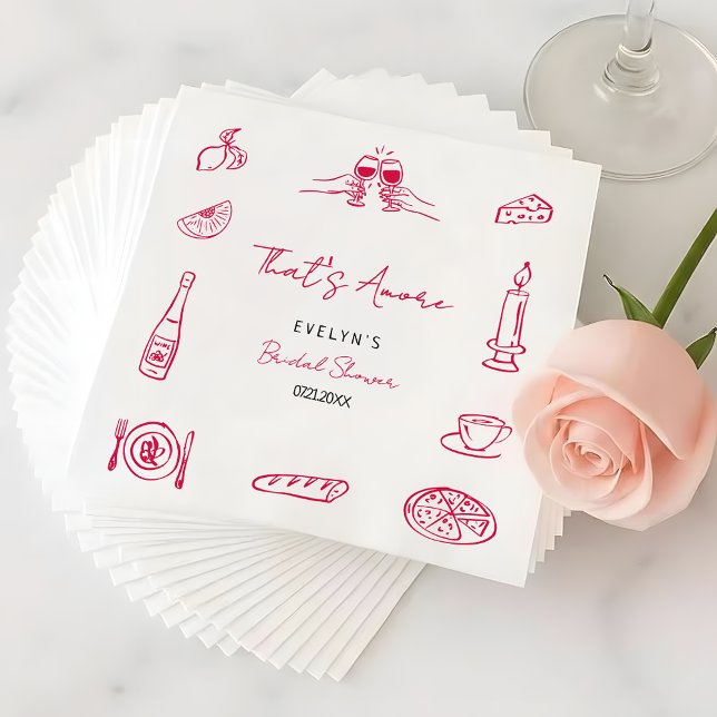 That's Amore Hand Drawn Quirky Elegant Bridal  Napkin (Creator Uploaded)