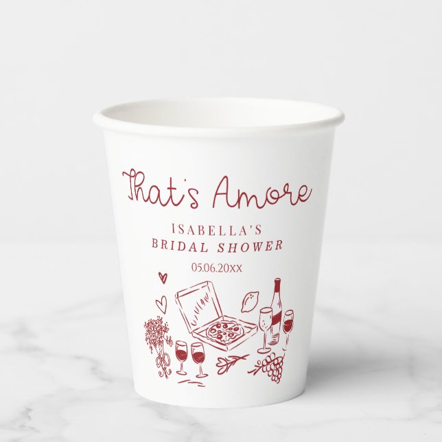 That's Amore Handwritten Bridal Shower Paper Cups (Front)