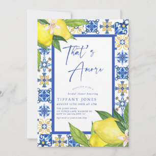 Thats Amore Italian Blue Tiles Lemon Bridal Shower Invitation