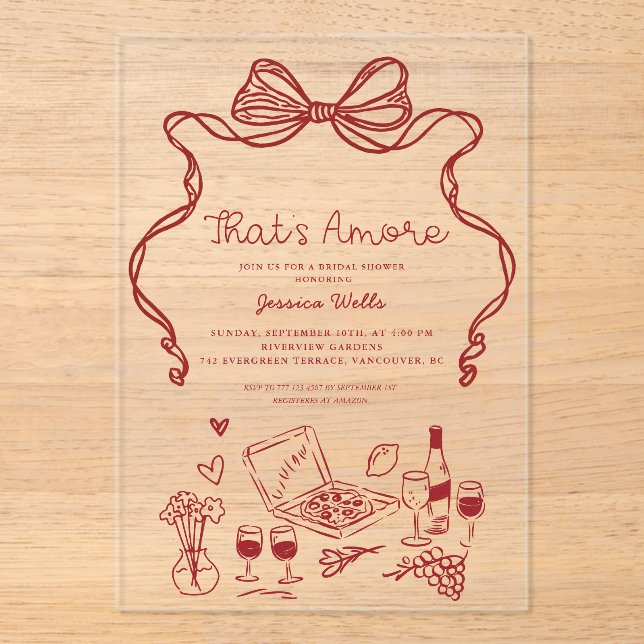 That's Amore Italian Bridal Shower Acrylic Invitations (Front)