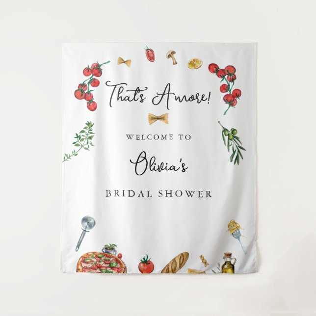 That's Amore Italian Bridal Shower Backdrop Tapestry (Front)