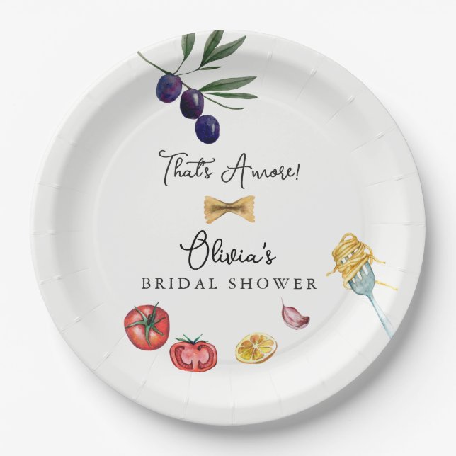 That's Amore Italian Bridal Shower decor Paper Plate (Front)
