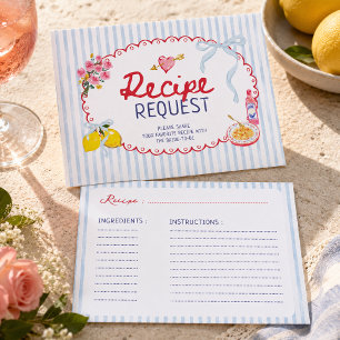 That's amore italian bridal shower RECIPE REQUEST Enclosure Card