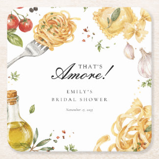 That's Amore Italian Bridal Shower Square Paper Coaster