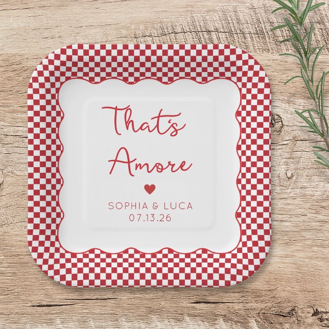 That's Amore Italian Chic Personalised Red Wedding Paper Plate (Creator Uploaded)