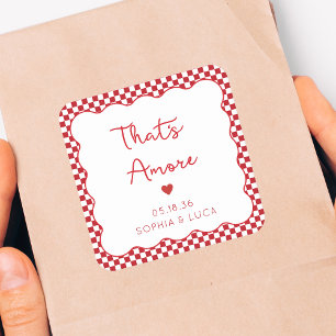 That's Amore Italian Chic Personalised Red Wedding Square Sticker