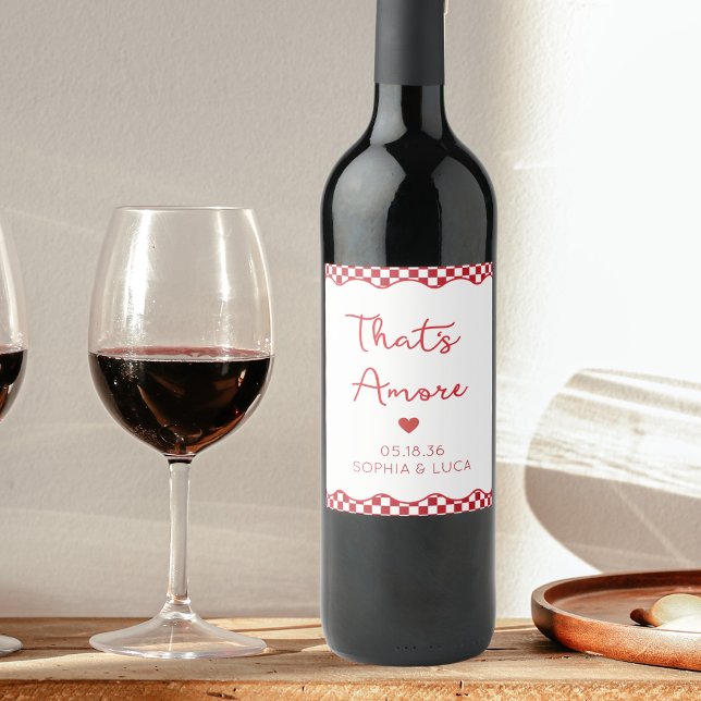 That's Amore Italian Chic Wedding Personalised Red Wine Label (Creator Uploaded)