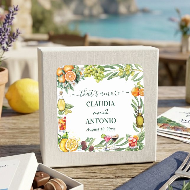 That's Amore Italian Citrus Wedding Square Sticker (Creator Uploaded)