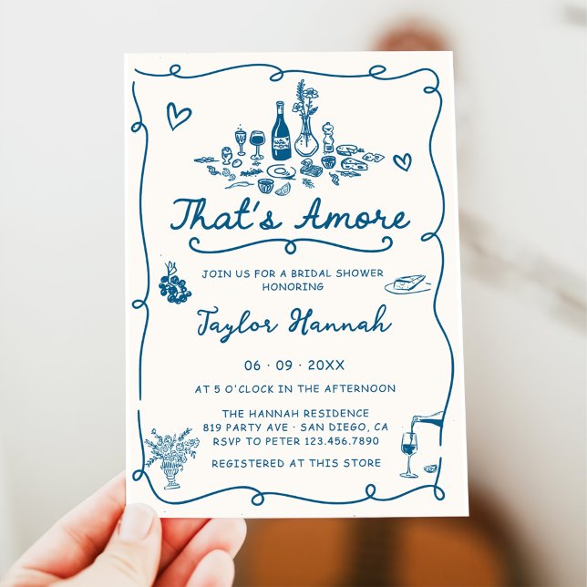 That's Amore Italian Drawn Engagemen Bridal Shower Invitation (Creator Uploaded)