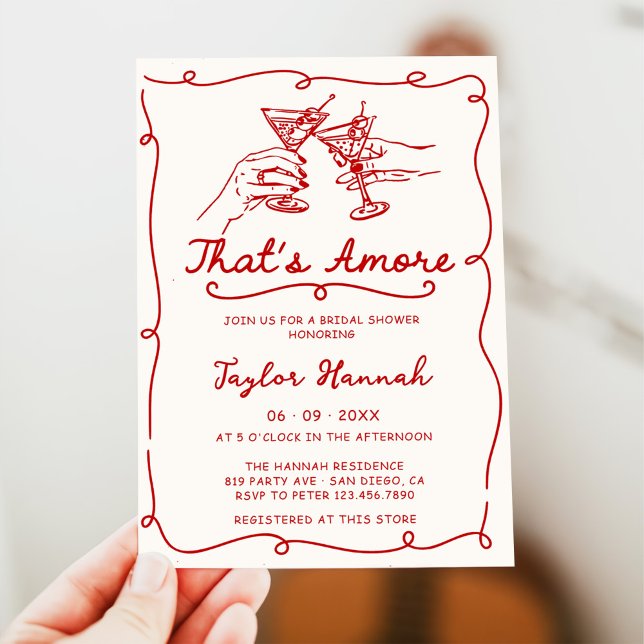 That's Amore Italian Drawn Engagemen Bridal Shower Invitation (Creator Uploaded)