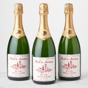 That's Amore Italian Drawn Engagemen Bridal Shower Sparkling Wine Label