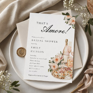 That's Amore Italian Elegant Pizza Bridal Shower Invitation