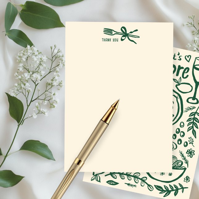 That's Amore Italian Food CUSTOM Bridal SHower  Thank You Card (That's Amore Italian Food Hand-drawn Doodle CUSTOM Bridal SHower Thank You Note Card
)