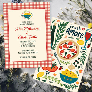 That's Amore Italian Food CUSTOM Plaid Wedding Invitation