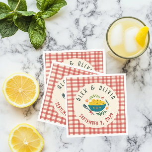 That's Amore Italian Food CUSTOM Plaid Wedding  Napkin