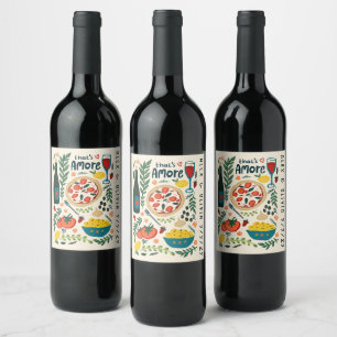 That's Amore Italian Food CUSTOM Wedding Favor Wine Label