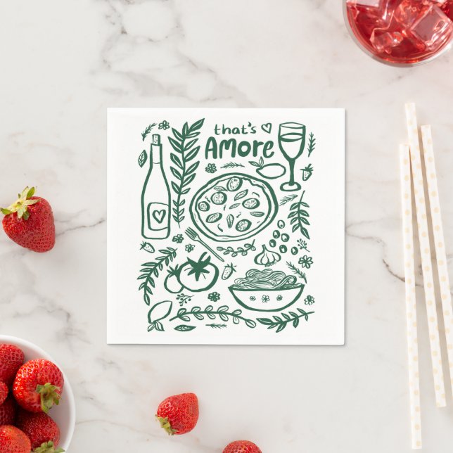 That's Amore Italian Food Cute BRIDAL SHOWER Napkin (Insitu)