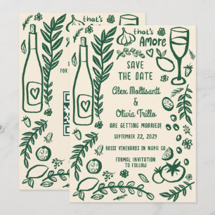 That's Amore Italian Food SAVE THE DATE Custom QR  Invitation