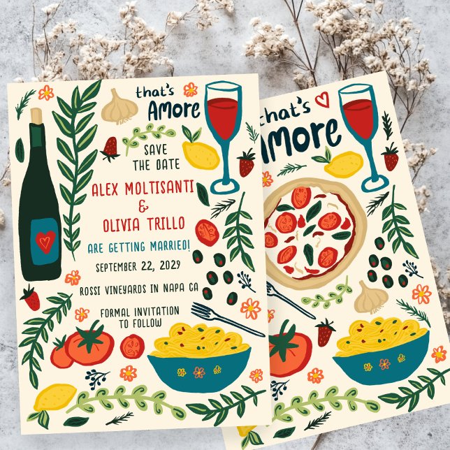 That's Amore Italian Food SAVE THE DATE Engagement Invitation (That's Amore Italian Food SAVE THE DATE Engagement Invitation
)