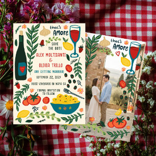 That's Amore Italian Food SAVE THE DATE Engagement Invitation