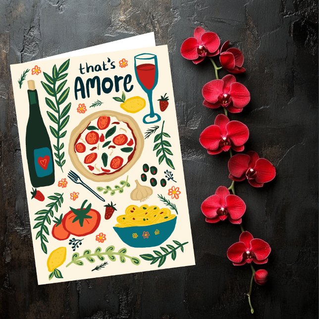 That's Amore Italian Food Valentine Love Whimsical Card (That's Amore Italian Food Valentine Love Whimsical Card
Happy Valentines Day Foodie)