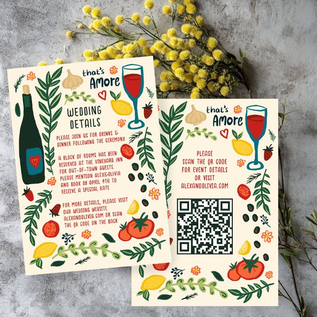 That's Amore Italian Food Wedding QR code Details Enclosure Card (That's Amore Italian Food Wedding QR code Details Enclosure Card
)