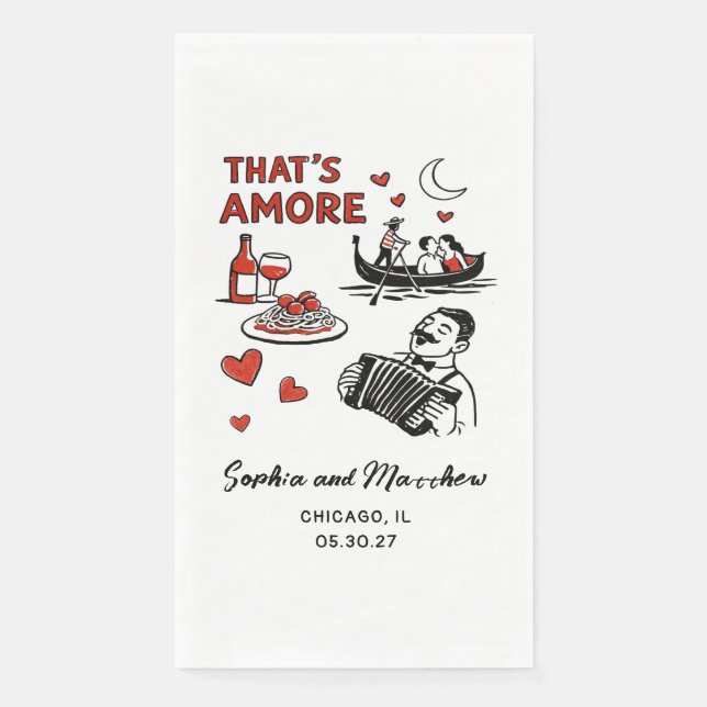 That's Amore Italian Funky Wedding Bridal Shower  Napkin (Front)